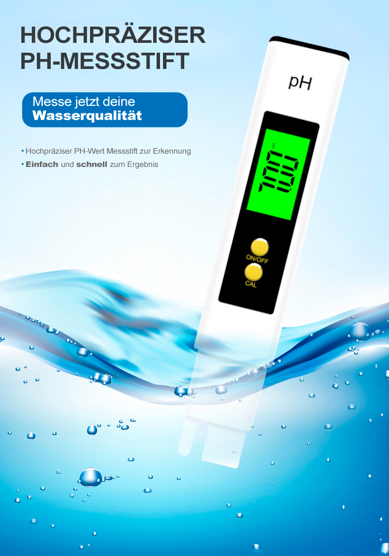 pH Messgerät beleuchteter Display Pool Aquarium Wassertester ...