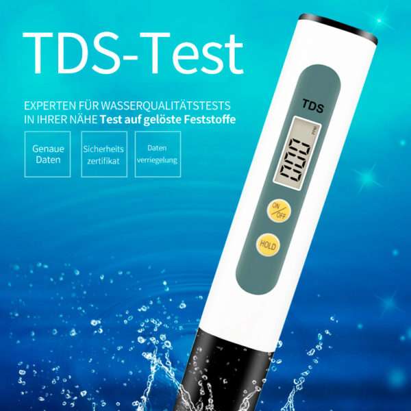 TDS Messgerät Leitwertmessgerät mit beleuchtetem Display zur Messung von Leitwert und TDS-Werten im Wasser